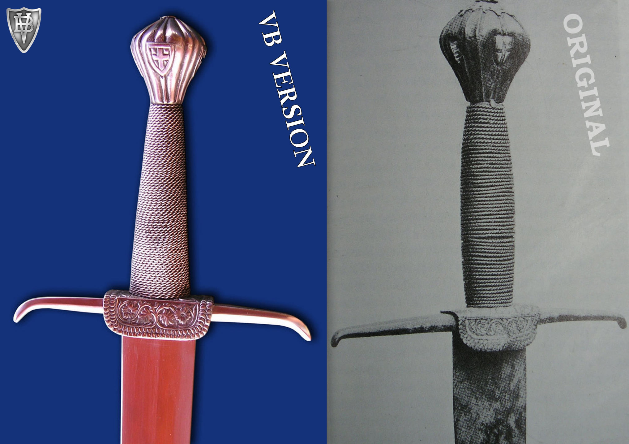 a historical sword and recreation side by side